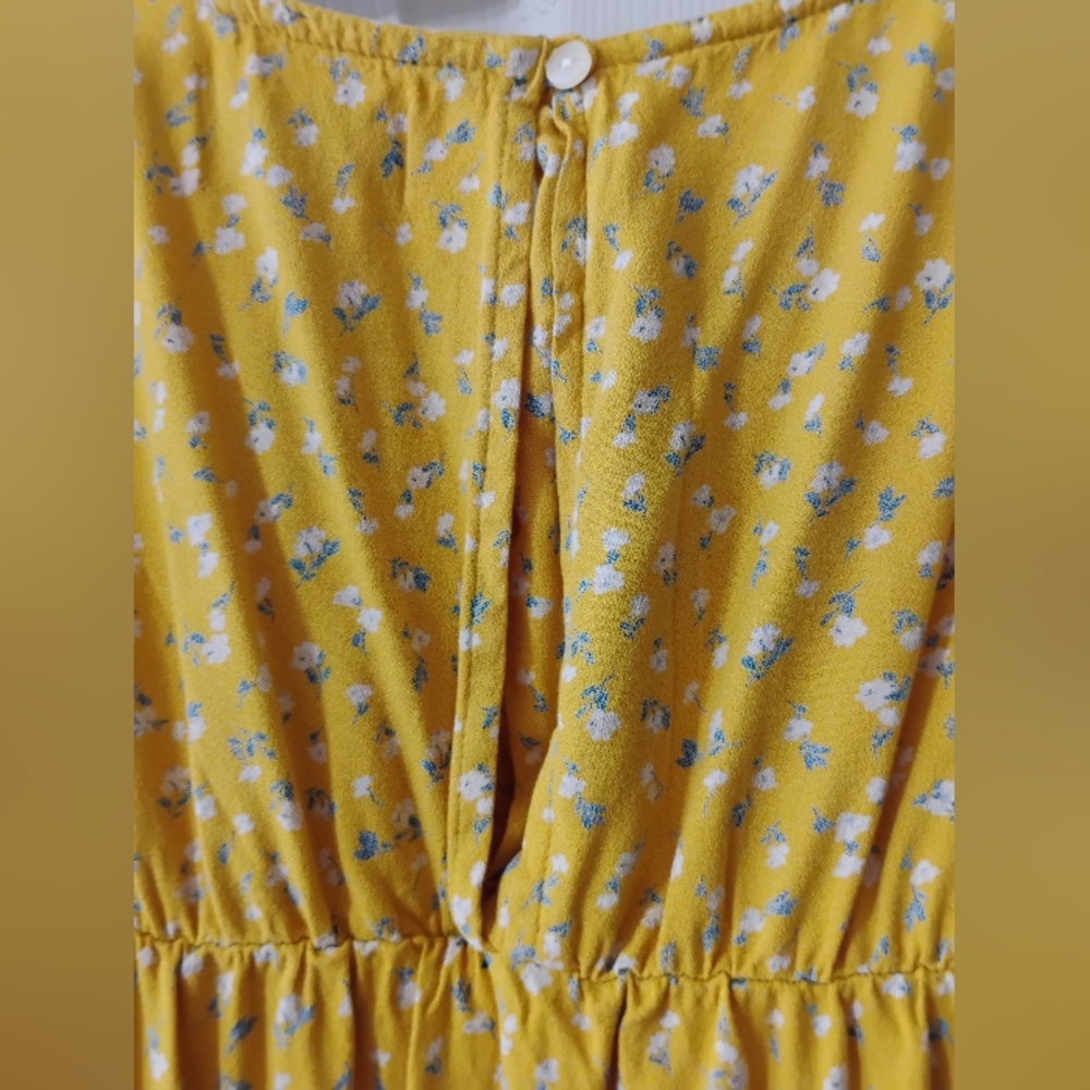 Big girls Old Navy yellow floral midi dress Size 12-14